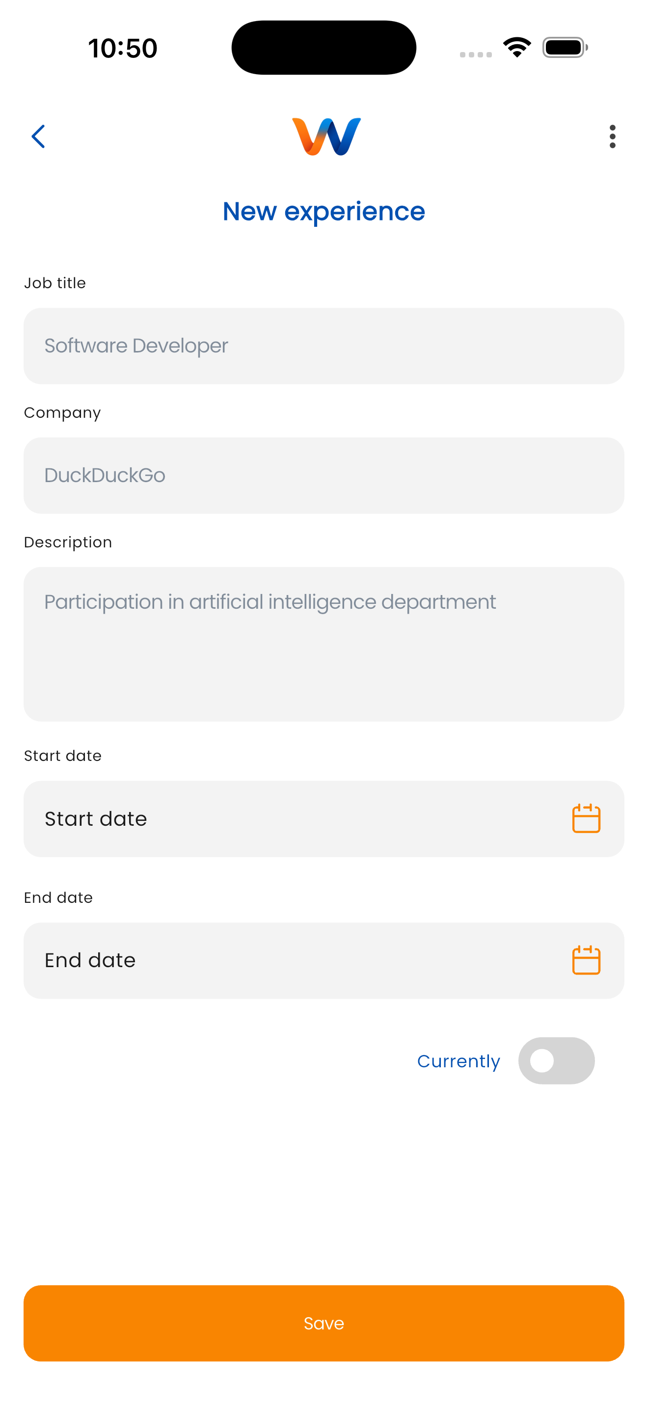 Work Connect Add Experience